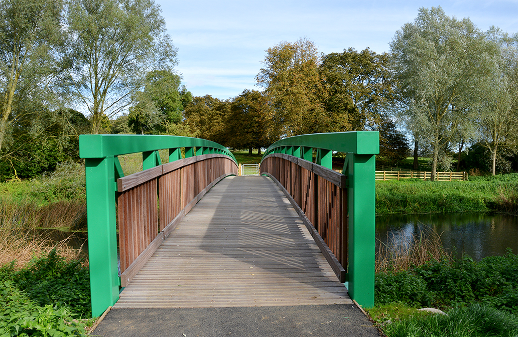 Beaver Bridges steel and timber pedestrian bridge Newton Blossomville