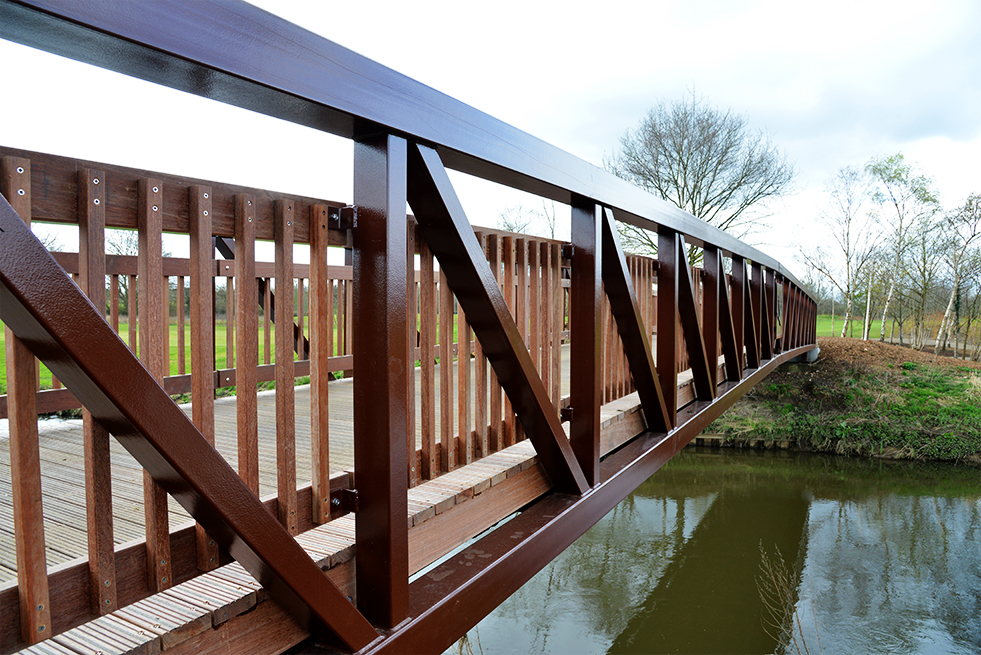 Beaver Bridges steel and timber footbridge The Wisley